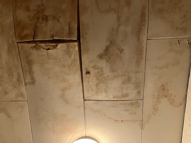 雨漏りの影響を受けた天井